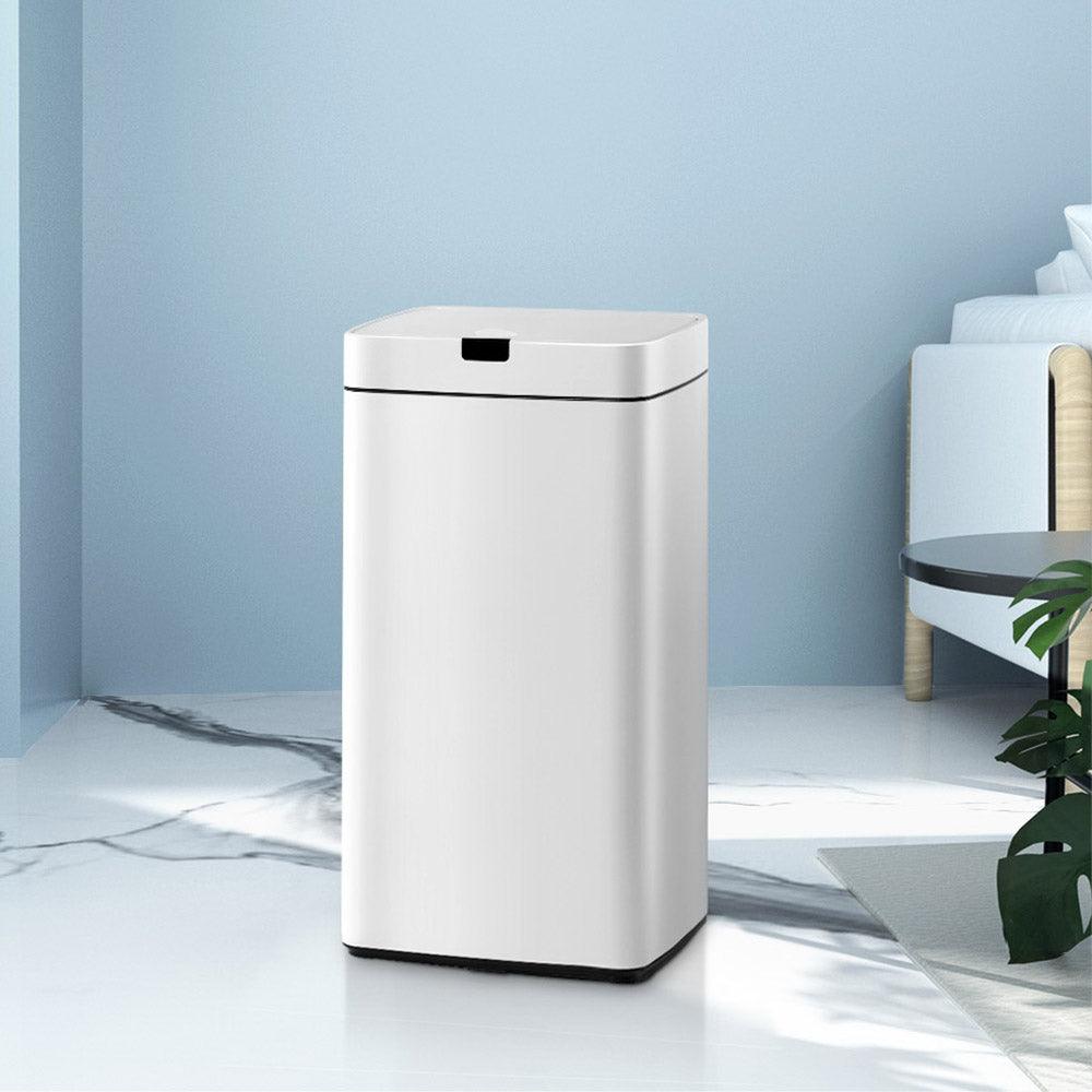 Devanti 45L Motion Sensor Bin Rubbish Automatic White - Ozstylz