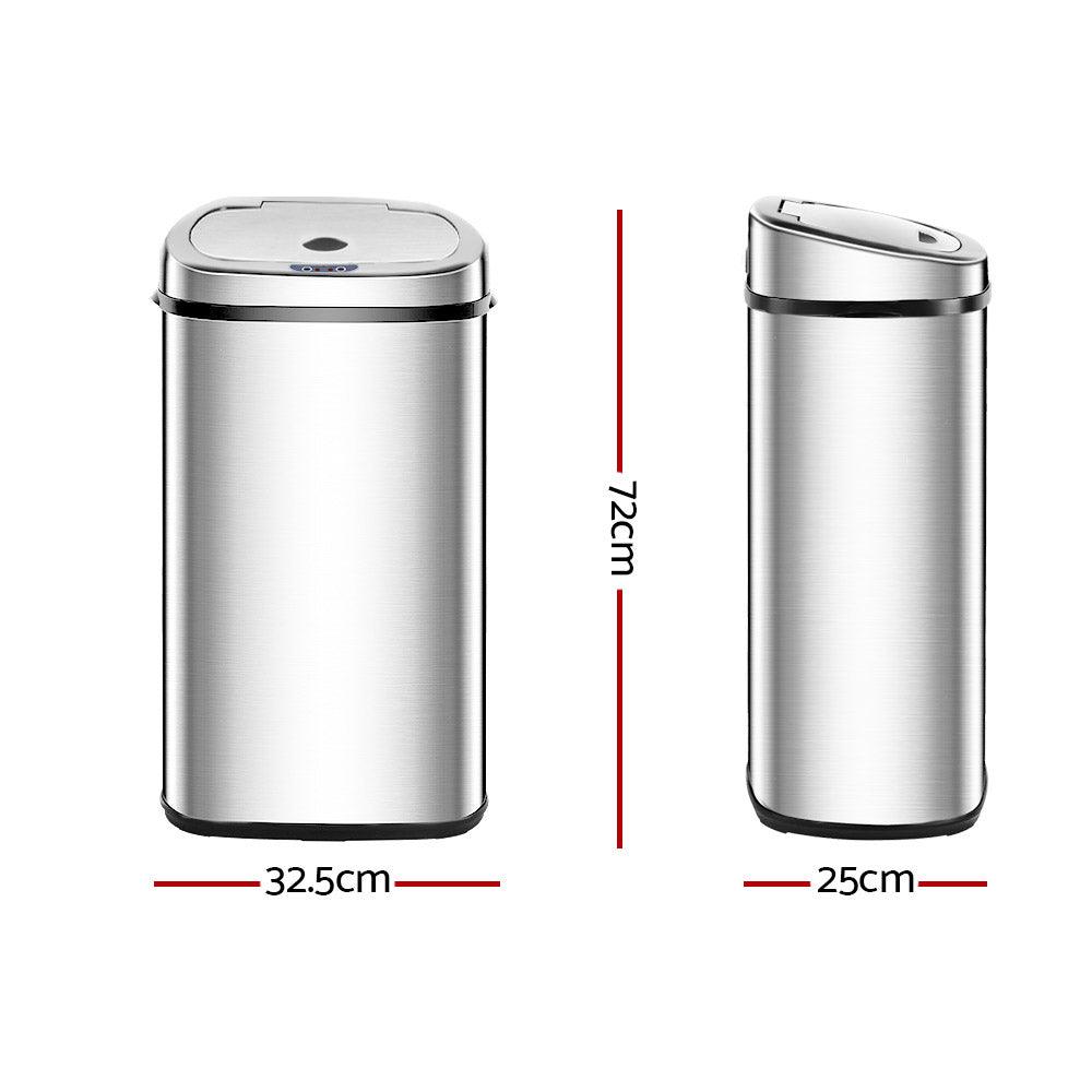 Devanti 50L Motion Sensor Bin Rubbish Automatic Silver - Ozstylz