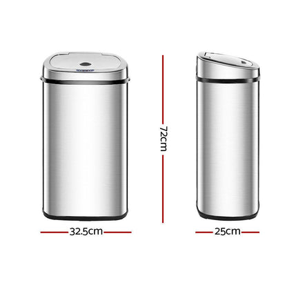 Devanti 50L Motion Sensor Bin Rubbish Automatic Silver - Ozstylz