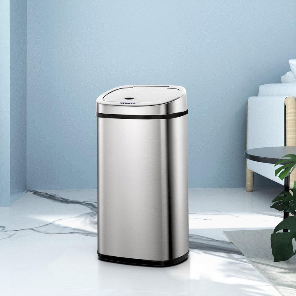 Devanti 50L Motion Sensor Bin Rubbish Automatic Silver - Ozstylz