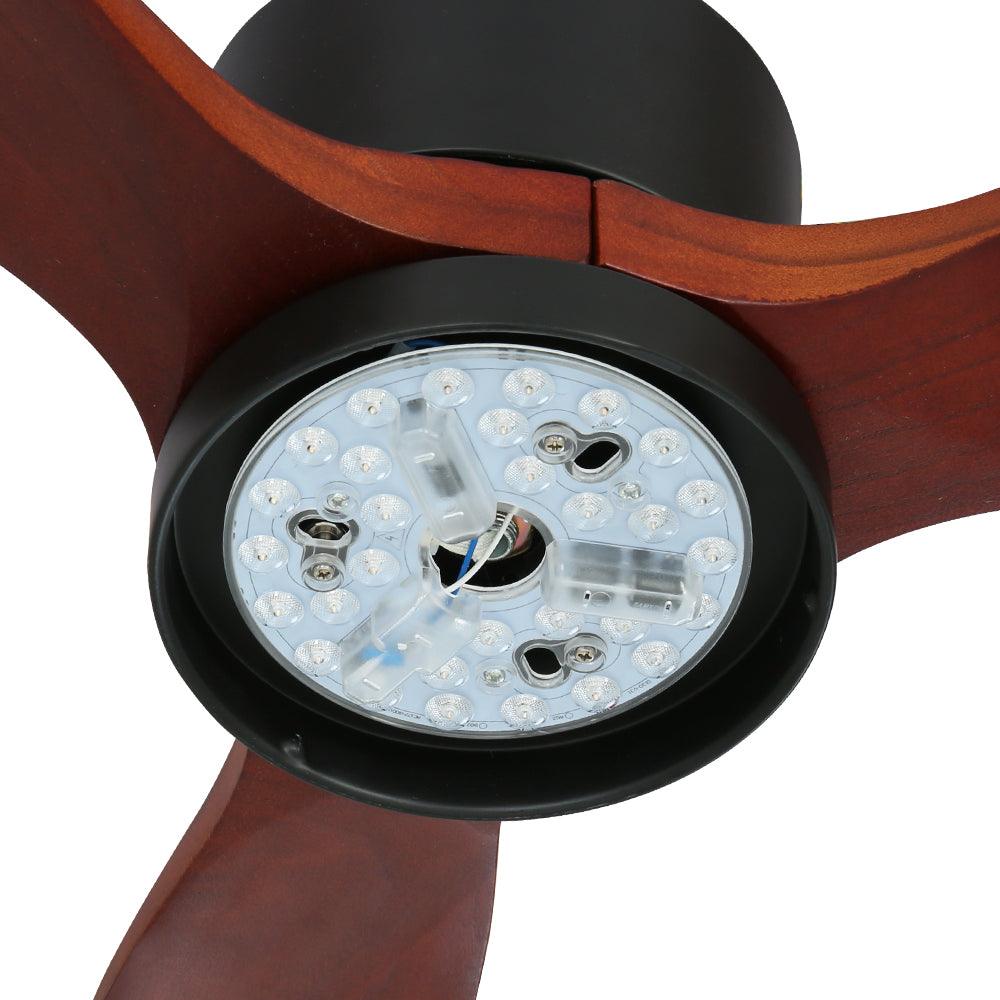 Devanti 52'' Ceiling Fan AC Motor 3 Blades w/Light - Dark Wood - Ozstylz