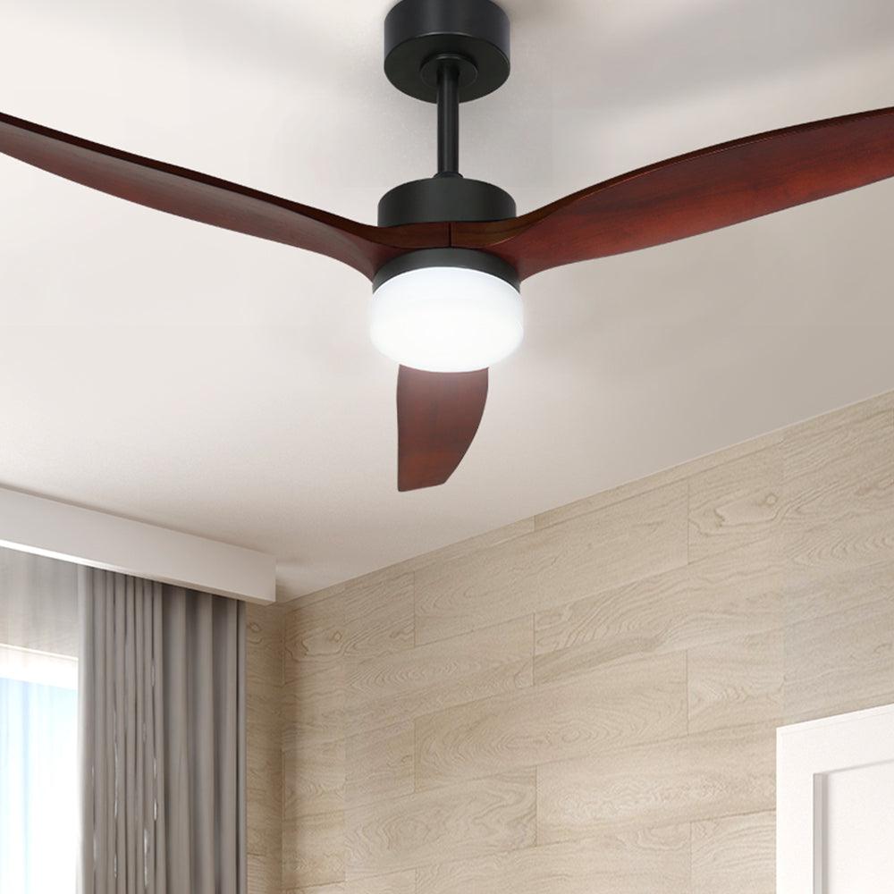 Devanti 52'' Ceiling Fan AC Motor 3 Blades w/Light - Dark Wood - Ozstylz