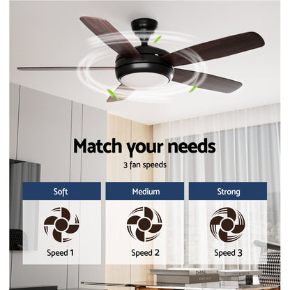 Devanti 52'' Ceiling Fan AC Motor 5 Blades w/Light - Dark Wood - Ozstylz