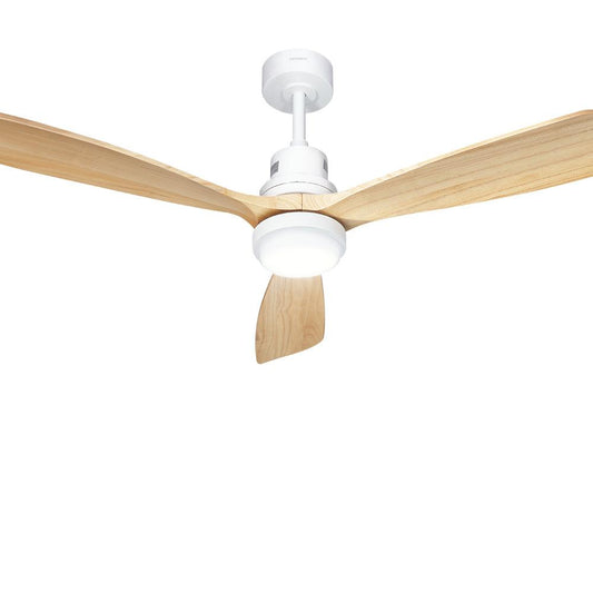 Devanti 52'' Ceiling Fan AC Motor LED Light Remote - Light Wood - Ozstylz