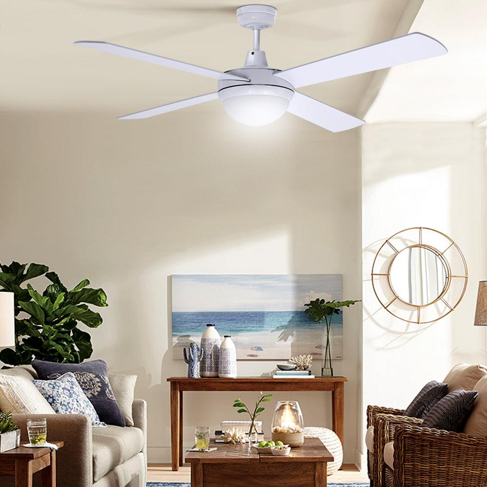 Devanti 52'' Ceiling Fan AC Motor w/Light w/Remote - White - Ozstylz