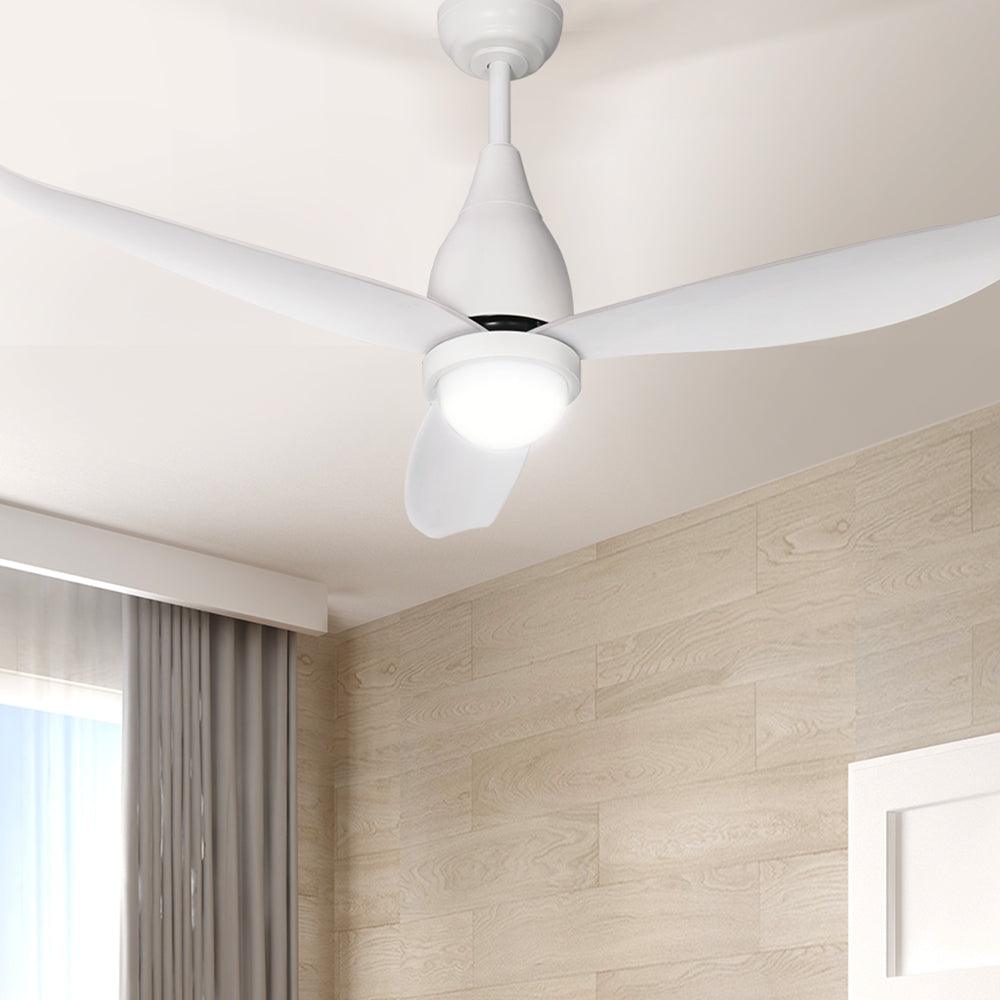 Devanti 52'' Ceiling Fan DC Motor LED Light Remote Control - White - Ozstylz