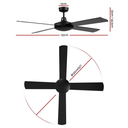 Devanti 52'' Ceiling Fan w/Remote - Black - Ozstylz