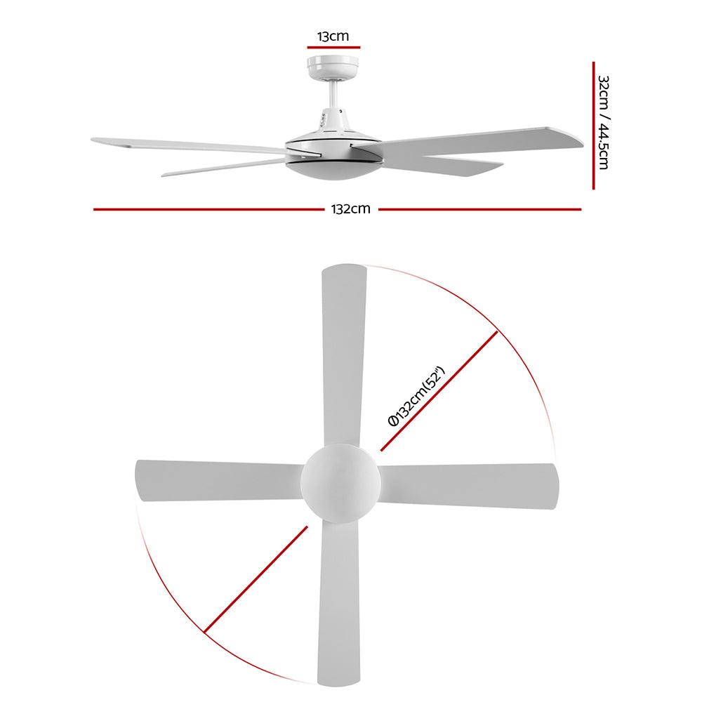 Devanti 52'' Ceiling Fan w/Remote - White - Ozstylz