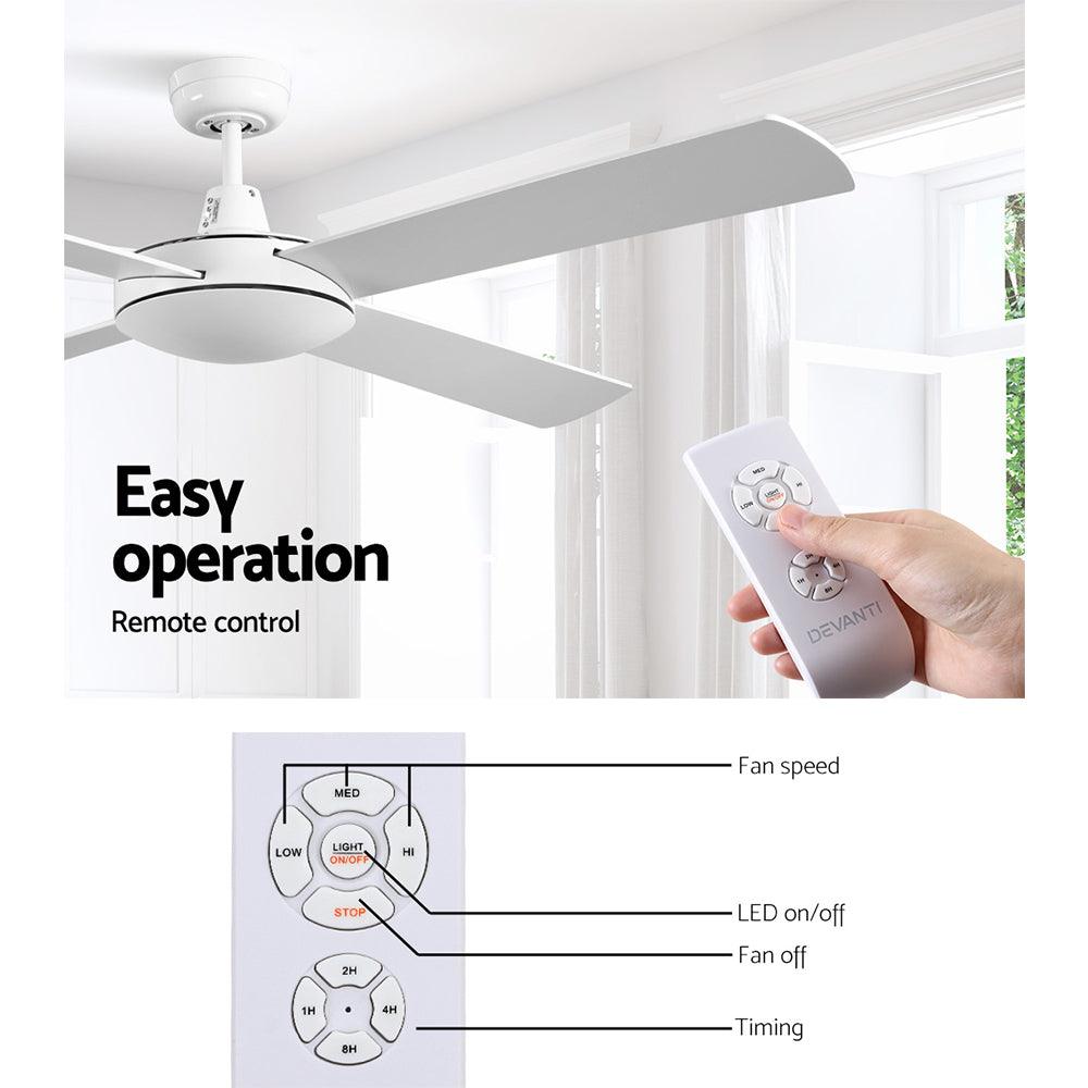 Devanti 52'' Ceiling Fan w/Remote - White - Ozstylz