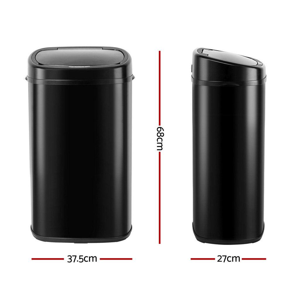 Devanti 58L Motion Sensor Bin Rubbish Automatic Black - Ozstylz