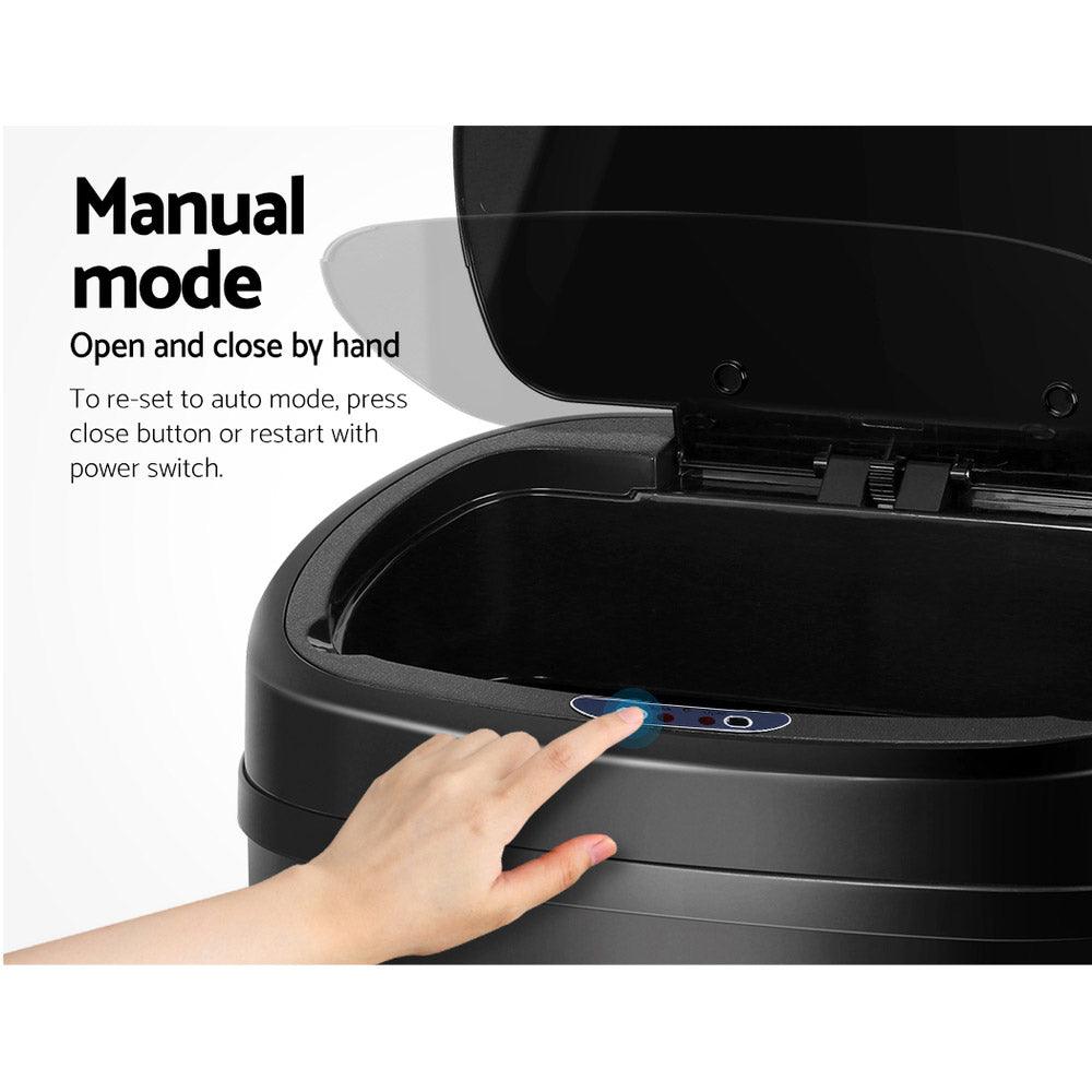 Devanti 58L Motion Sensor Bin Rubbish Automatic Black - Ozstylz