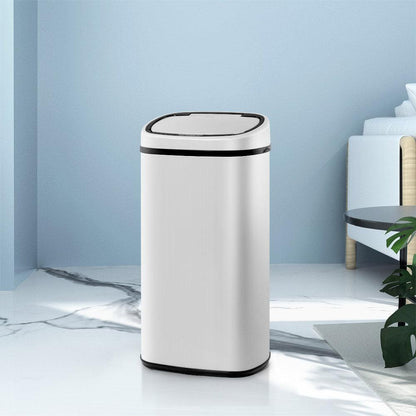 Devanti 58L Motion Sensor Bin Rubbish Automatic White - Ozstylz