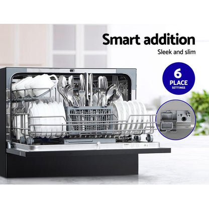 Devanti 6 Place Settings Benchtop Dishwasher Black - Ozstylz