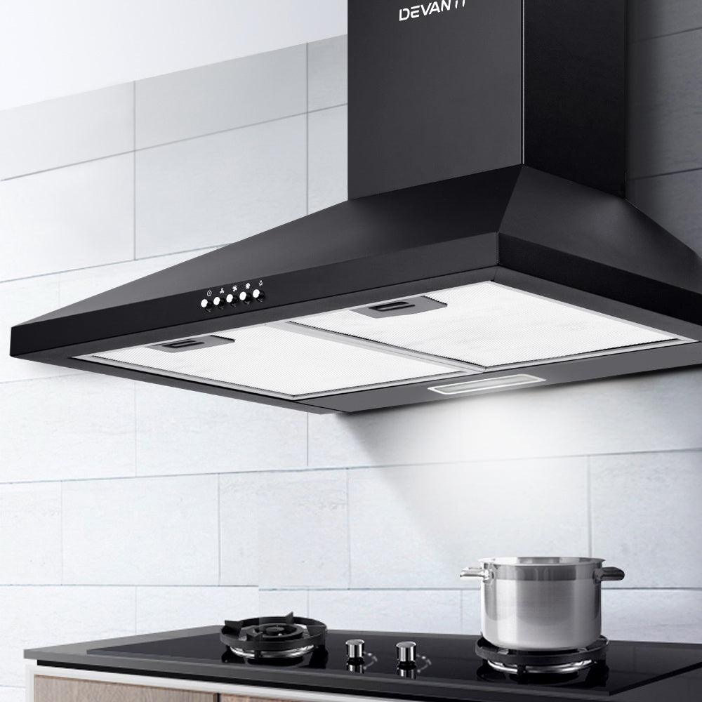 Devanti 600mm Range Hood 60cm Rangehood Black - Ozstylz