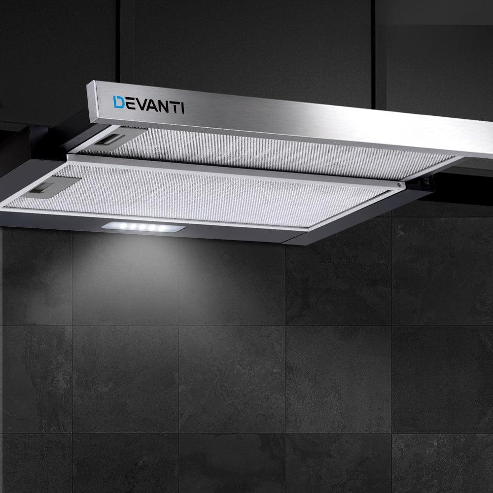 Devanti 600mm Range Hood 60cm Slide out Rangehood Stainless Steel - Ozstylz