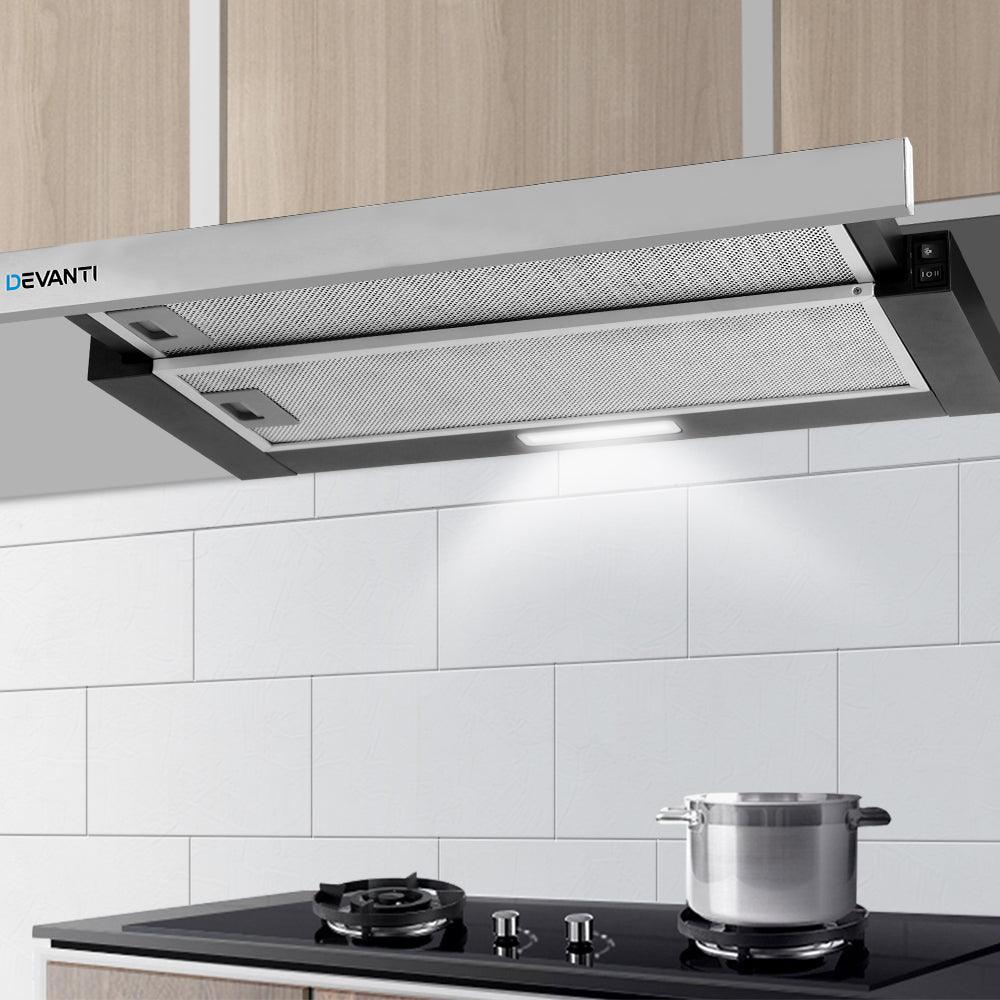 Devanti 600mm Range Hood 60cm Slide out Rangehood Stainless Steel - Ozstylz