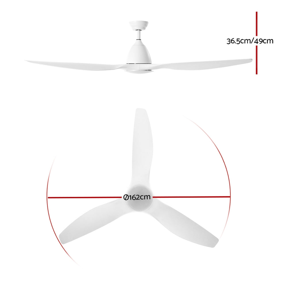 Devanti 64'' Ceiling Fan DC Motor w/Light w/Remote - White - Ozstylz