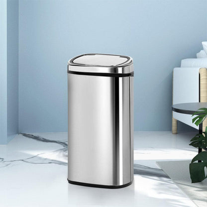 Devanti 68L Motion Sensor Bin Rubbish Automatic Silver - Ozstylz