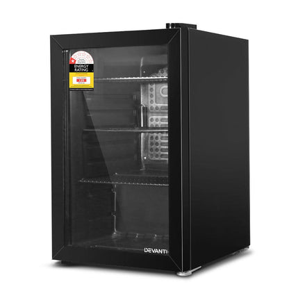 Devanti 70L Bar Fridge Glass Door w/Light Black - Ozstylz