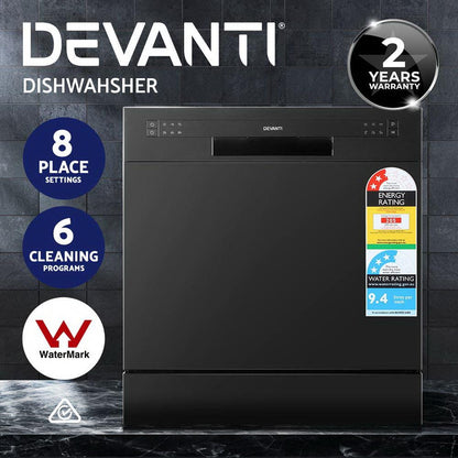 Devanti 8 Place Settings Benchtop Dishwasher Black - Ozstylz