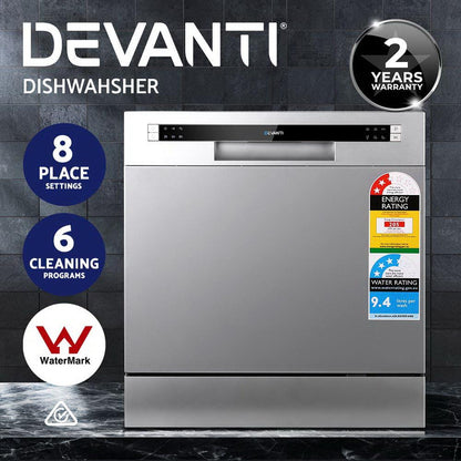 Devanti 8 Place Settings Benchtop Dishwasher Sliver - Ozstylz