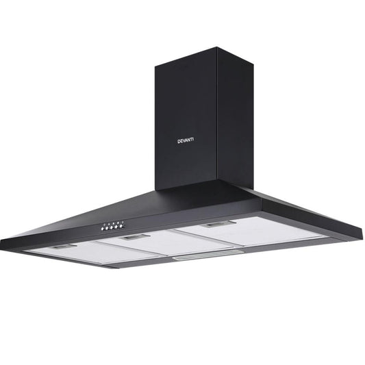 Devanti 900mm Range Hood 90cm Rangehood Black - Ozstylz