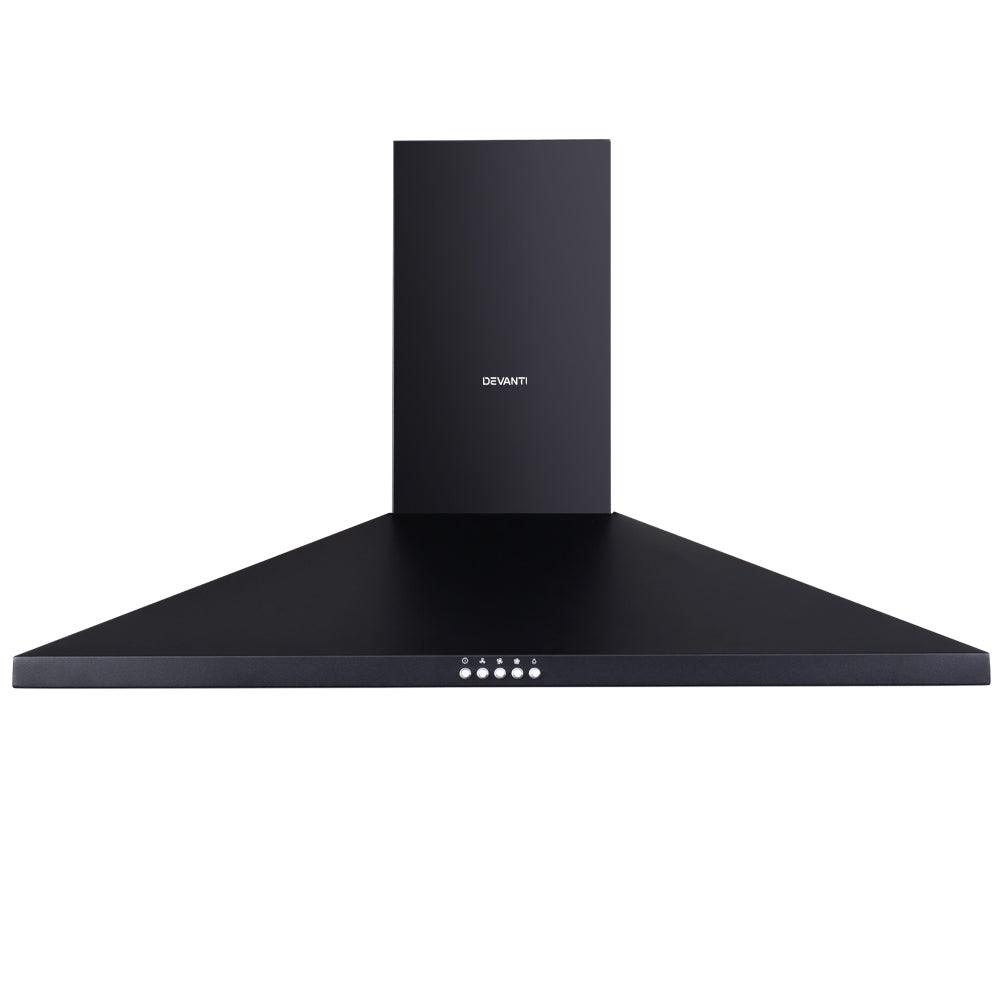 Devanti 900mm Range Hood 90cm Rangehood Black - Ozstylz