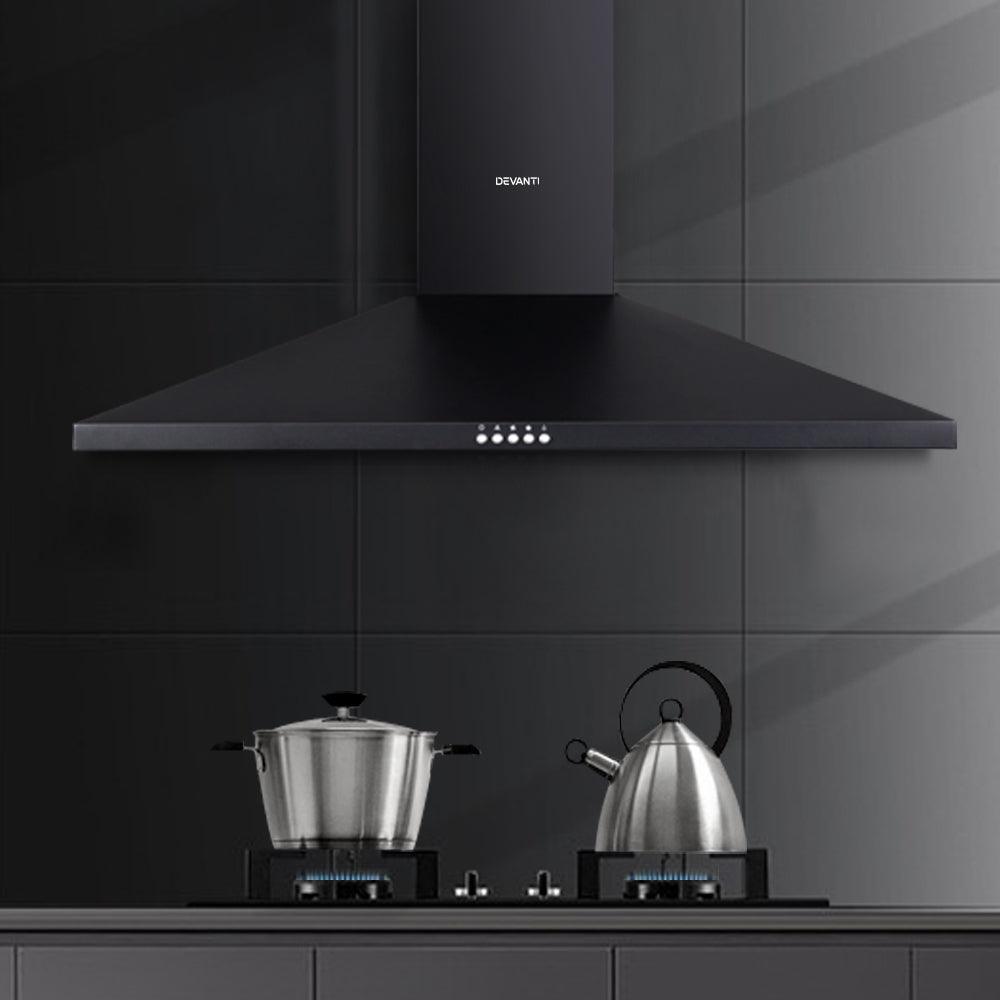 Devanti 900mm Range Hood 90cm Rangehood Black - Ozstylz