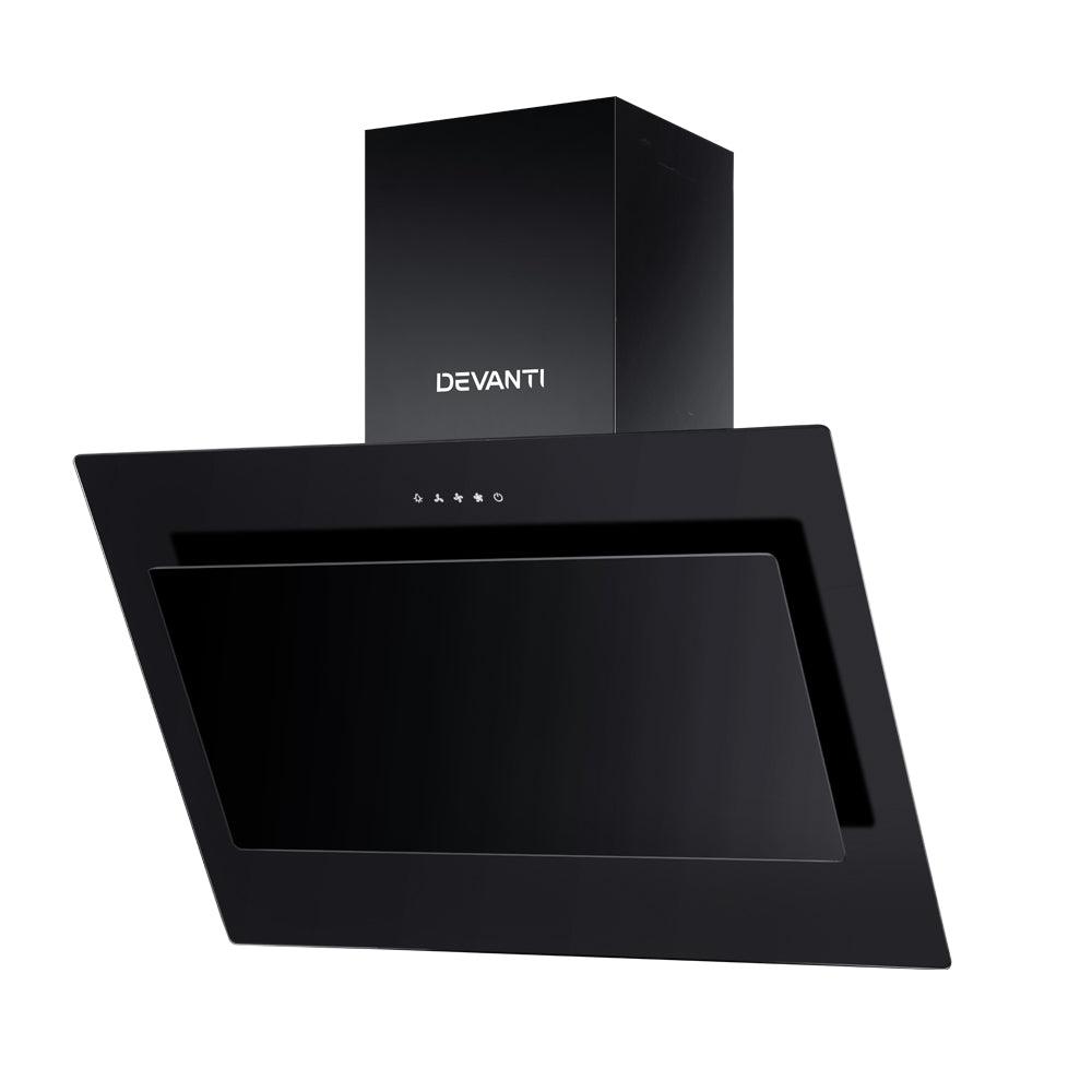 Devanti 900mm Range Hood 90cm Rangehood Glass Black - Ozstylz