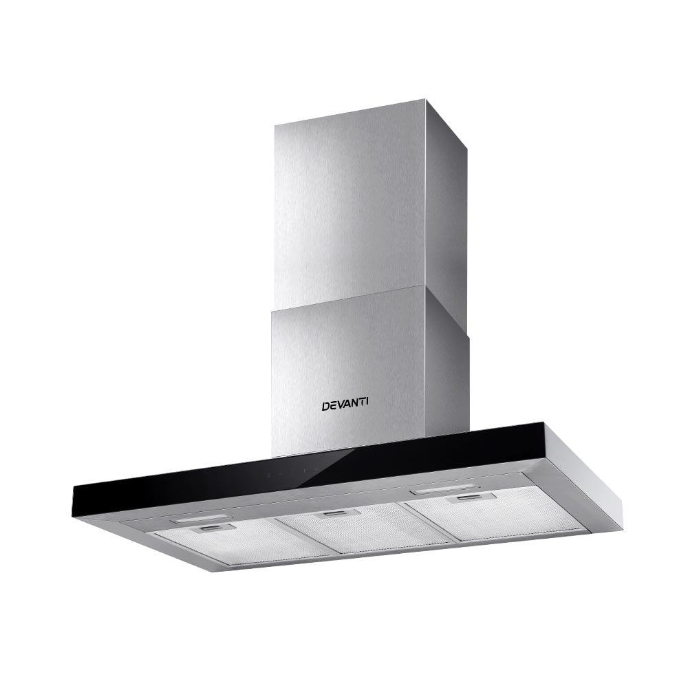 Devanti 900mm Range Hood 90cm Rangehood Glass Stainless Steel - Ozstylz