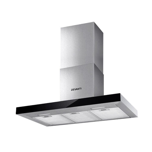 Devanti 900mm Range Hood 90cm Rangehood Glass Stainless Steel - Ozstylz