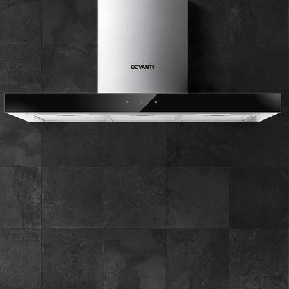 Devanti 900mm Range Hood 90cm Rangehood Glass Stainless Steel - Ozstylz