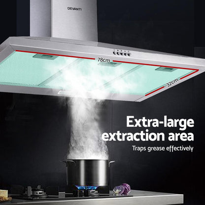 Devanti 900mm Range Hood 90cm Rangehood Stainless Steel - Ozstylz