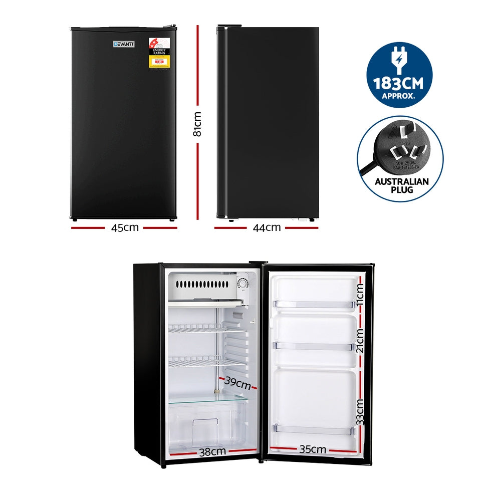 Devanti 95L Bar Fridge Black - Ozstylz