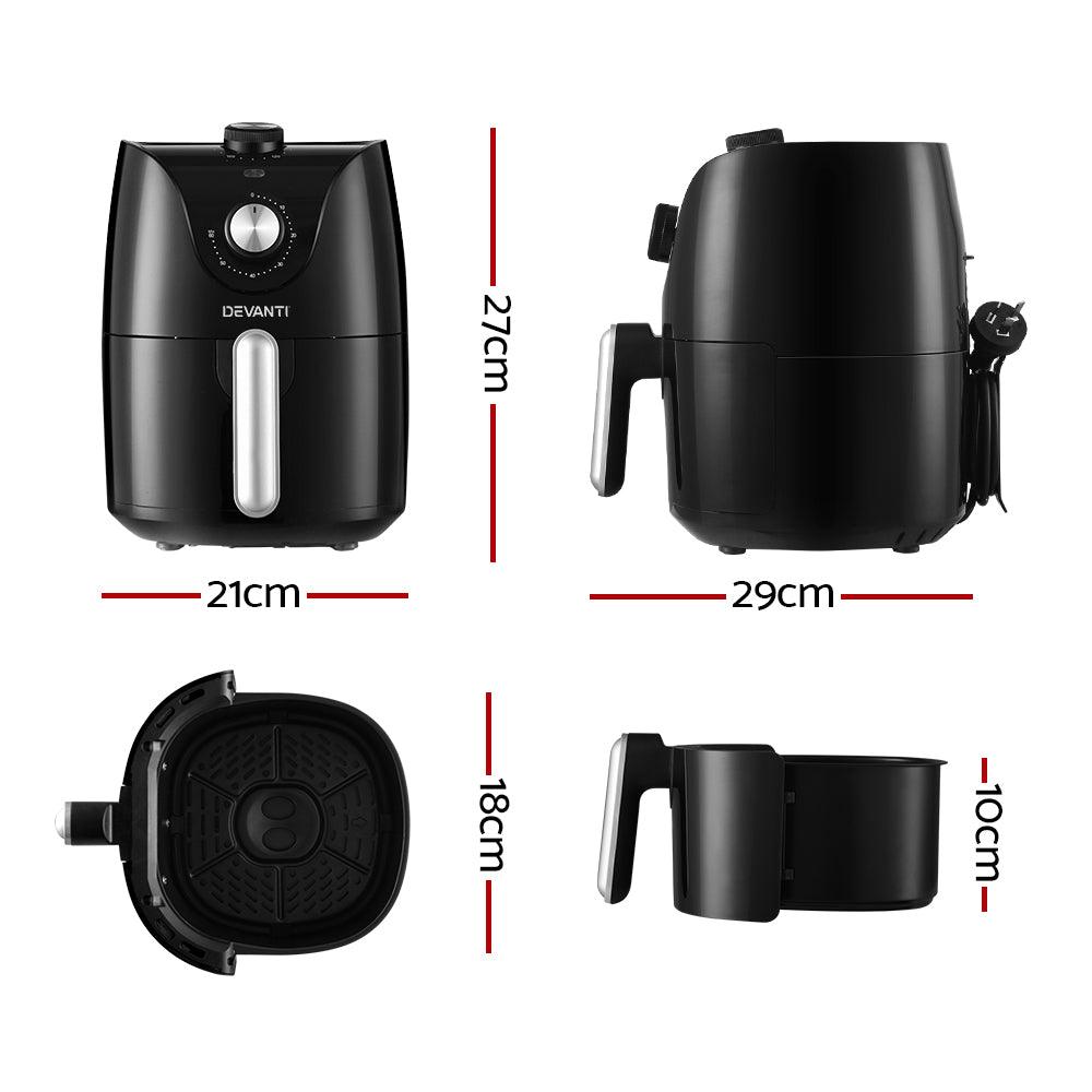 Devanti Air Fryer 2.5L Knob Fryers - Ozstylz