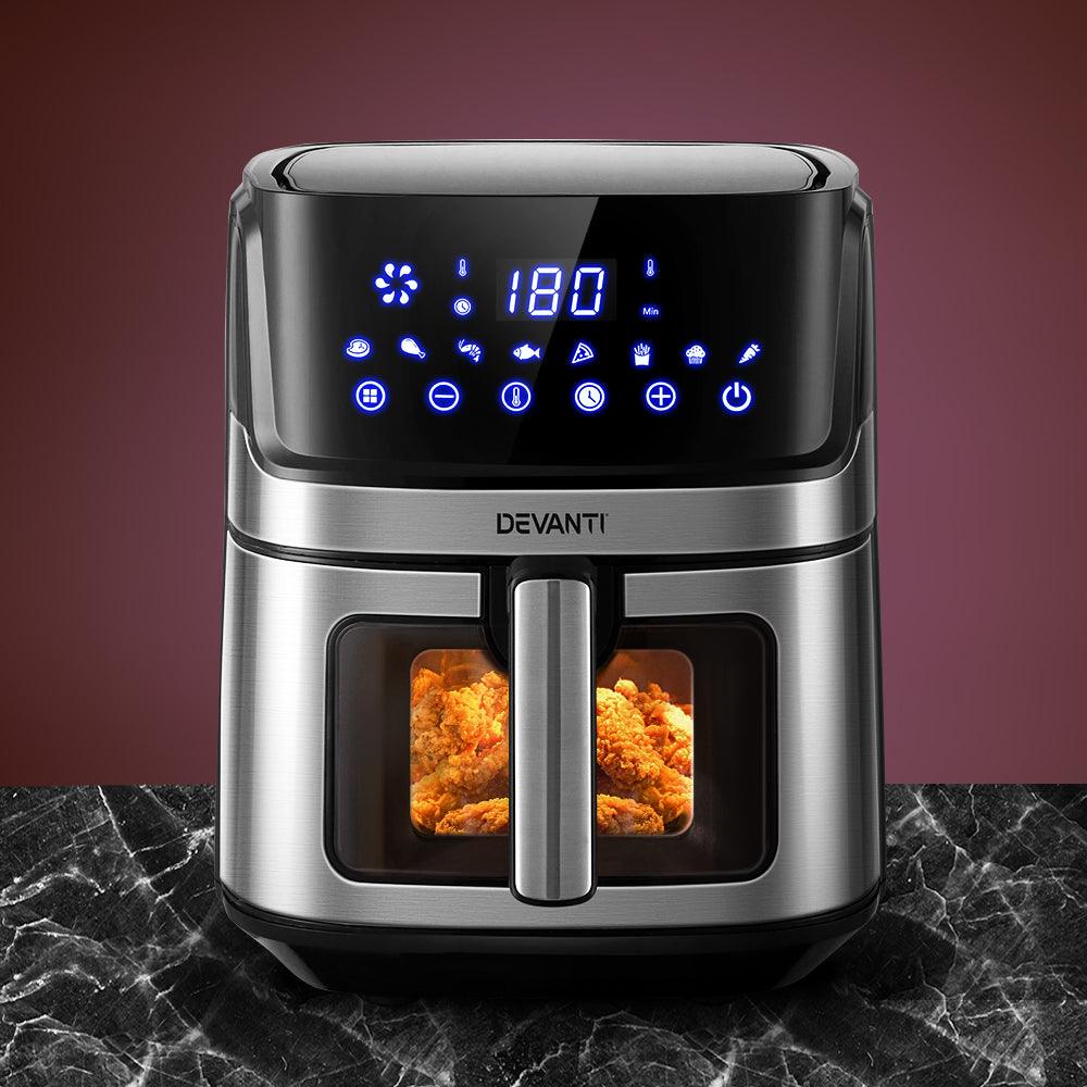 Devanti Air Fryer 6.5L LCD Fryers Clear Window - Ozstylz