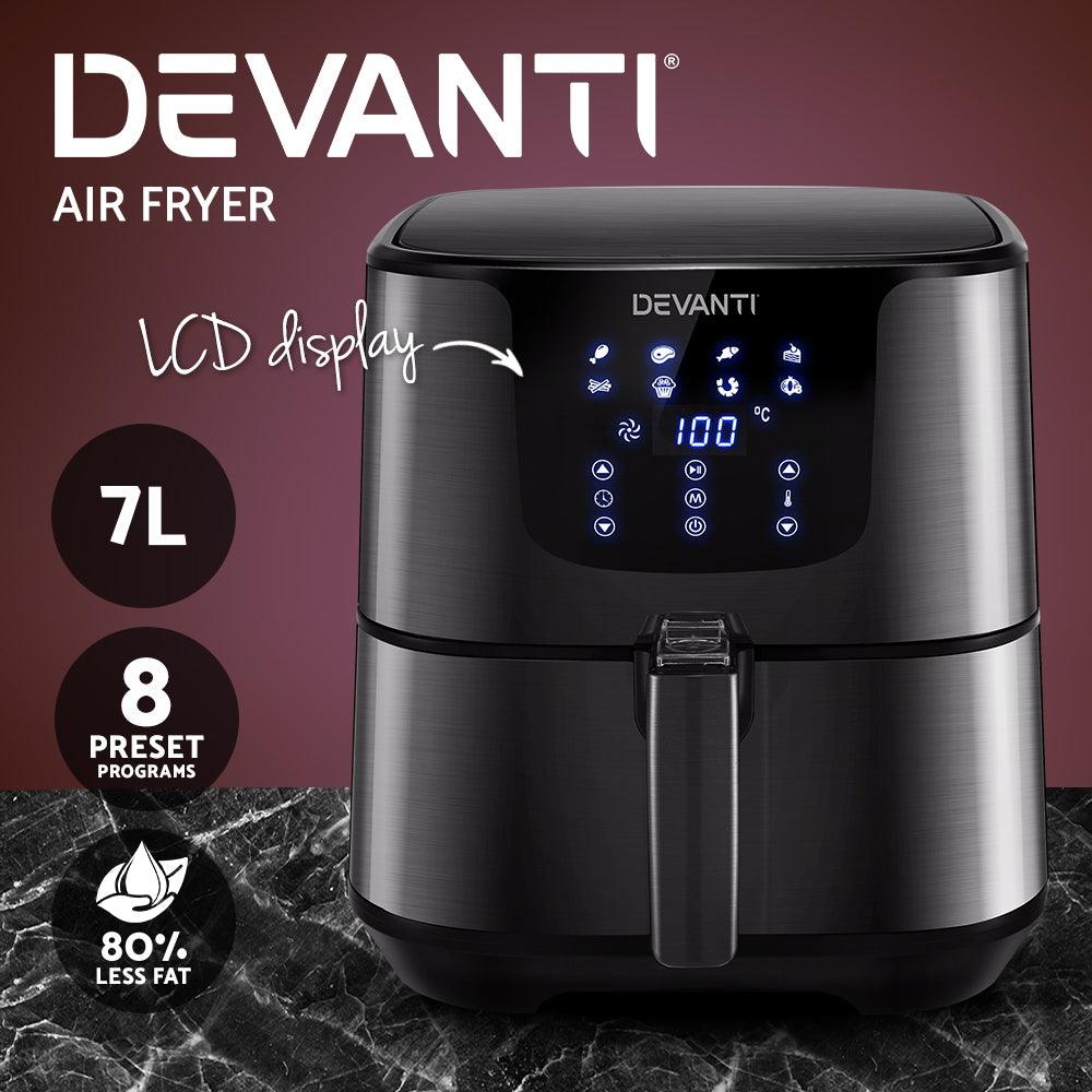 Devanti Air Fryer 7L LCD Fryers Black - Ozstylz