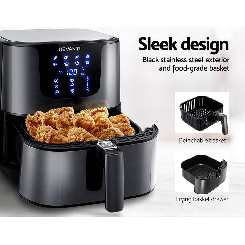 Devanti Air Fryer 7L LCD Fryers Black - Ozstylz