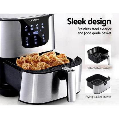 Devanti Air Fryer 7L LCD Fryers Stainless Steel - Ozstylz