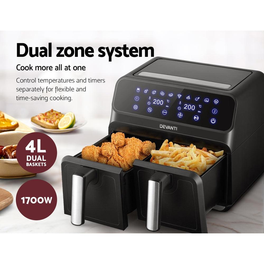 Devanti Air Fryer 8L Dual Zone Fryers - Ozstylz