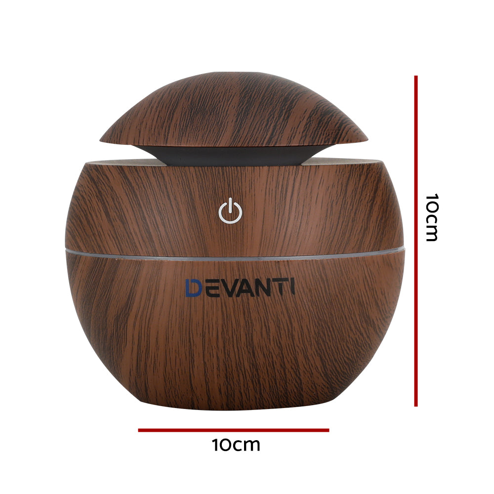 Devanti Aroma Diffuser Aromatherapy Dark Wood 130ml - Ozstylz