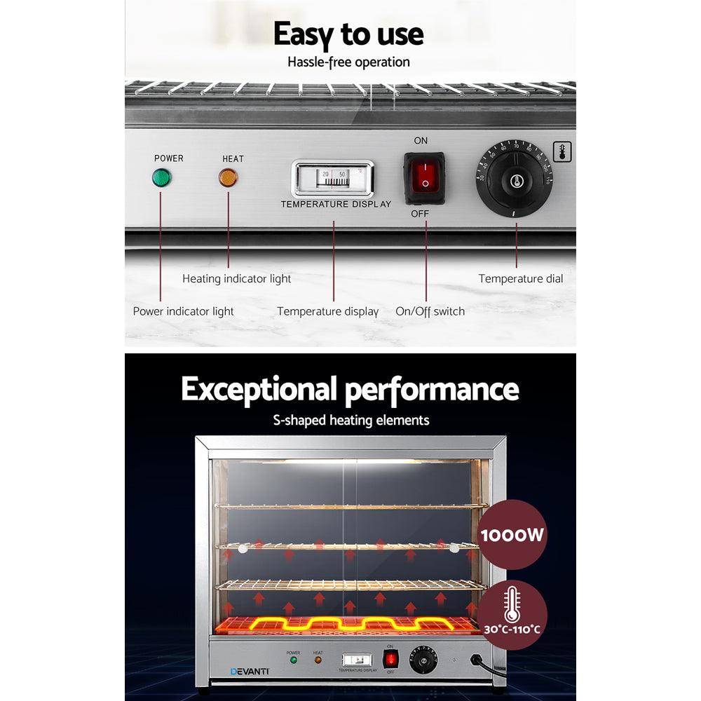Devanti Commercial Food Warmer Hot Display Showcase Cabinet 64cm - Ozstylz
