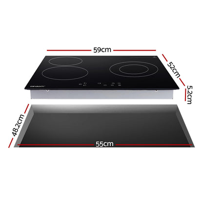 Devanti Electric Ceramic Cooktop 60cm Kitchen Cooker 4 Burner Hob Touch Control 5200W - Ozstylz