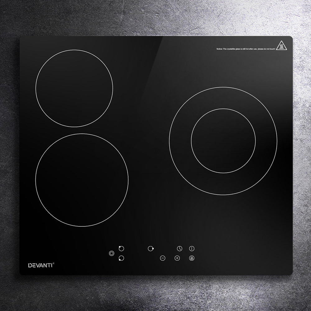 Devanti Electric Ceramic Cooktop 60cm Kitchen Cooker 4 Burner Hob Touch Control 5200W - Ozstylz