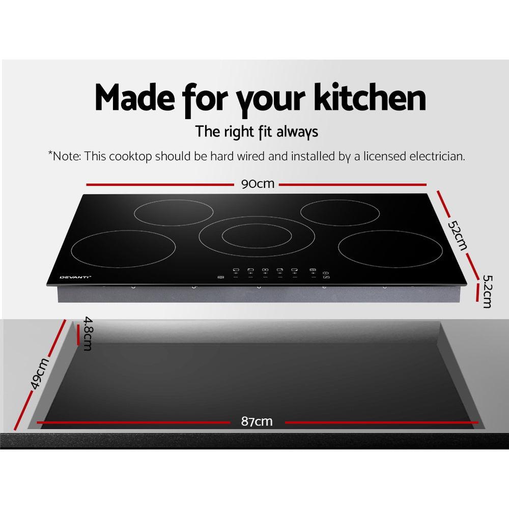 Devanti Electric Ceramic Cooktop 90cm - Ozstylz