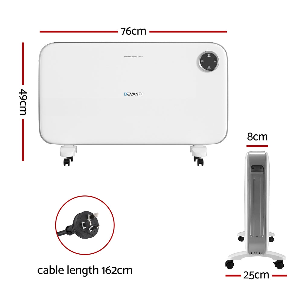 Devanti Electric Convection Heater Panel White 2000W - Ozstylz