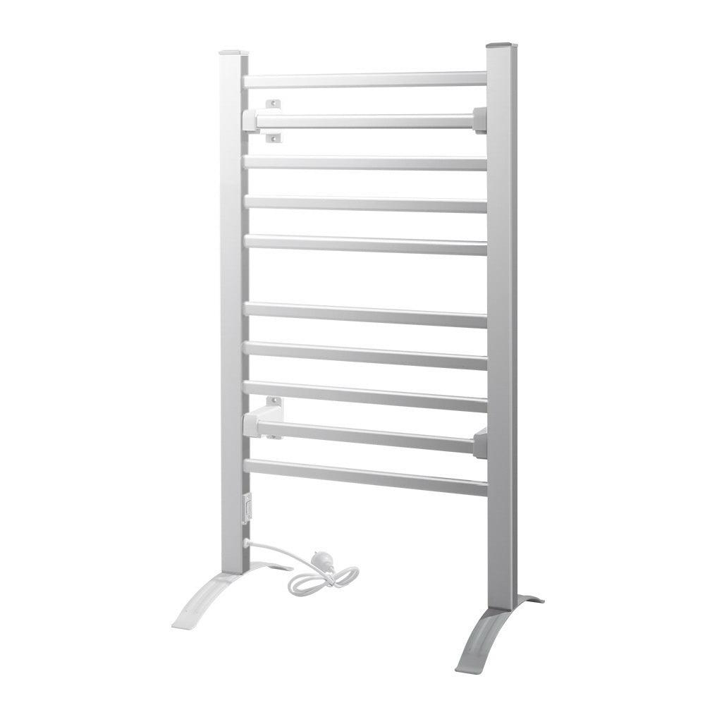 Devanti Electric Heated Towel Rail Rack 10 Bars Freestanding Clothes Dry Warmer - Ozstylz