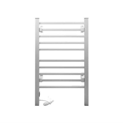 Devanti Electric Heated Towel Rail Rack 10 Bars Freestanding Clothes Dry Warmer - Ozstylz