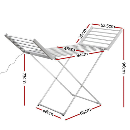 Devanti Electric Heated Towel Rail Rack 18 Bars Freestanding Clothes Dry Warmer - Ozstylz