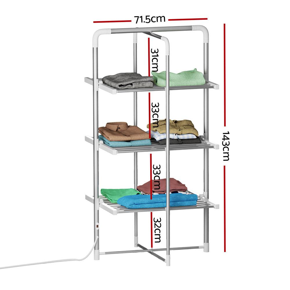 Devanti Electric Heated Towel Rail Rack 30 Bars Foldable Clothes Dry Warmer - Ozstylz